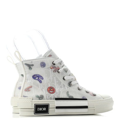 Christian Dior X KENNY SCHARF Technical Canvas Oblique Patch Mens B23 High Top Sneakers 37 White Blue 3 of 5