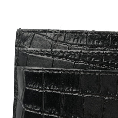 Saint Laurent Calfskin Crocodile Embossed Card Case Black 8 of 8