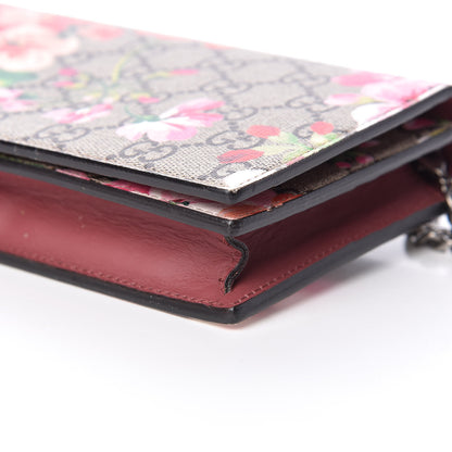 Gucci GG Supreme Monogram Blooms Chain Wallet Beige Multicolor Dry Rose 9 of 13