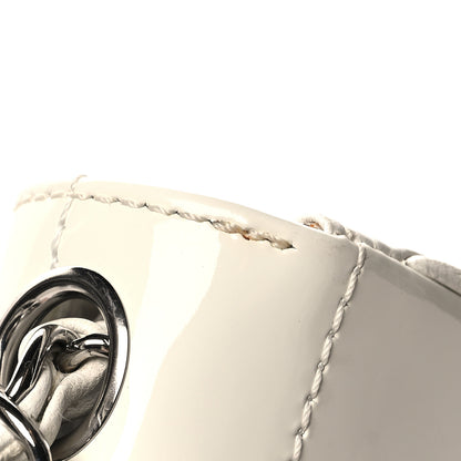 Chanel Patent Quilted Diagonal CC East West Chocolate Bar Flap White 12 of 14