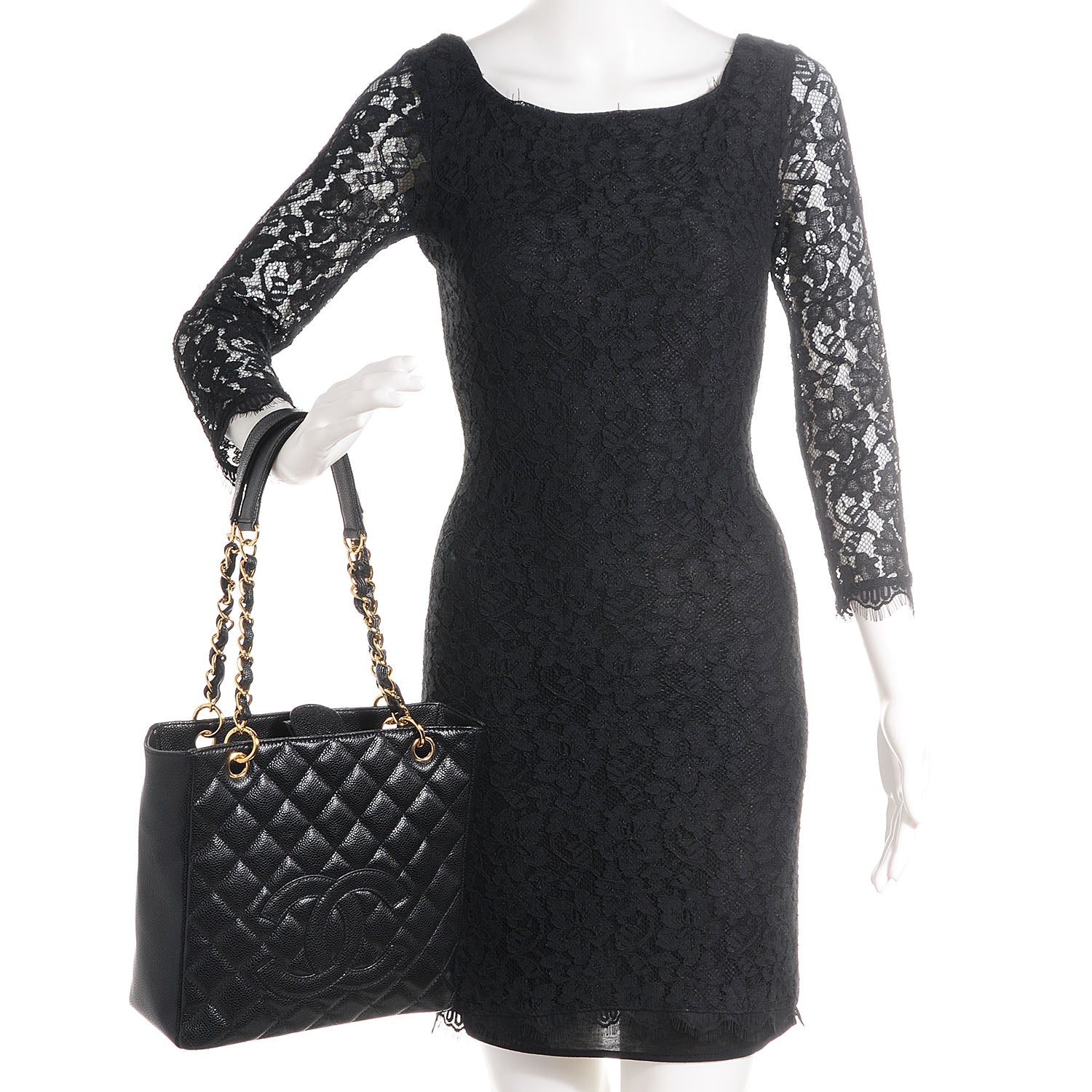 Chanel Caviar Petit Shopping Tote PST Black 2 of 7