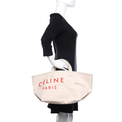 Celine Textile Small Made In Tote Natural Red 2 of 12