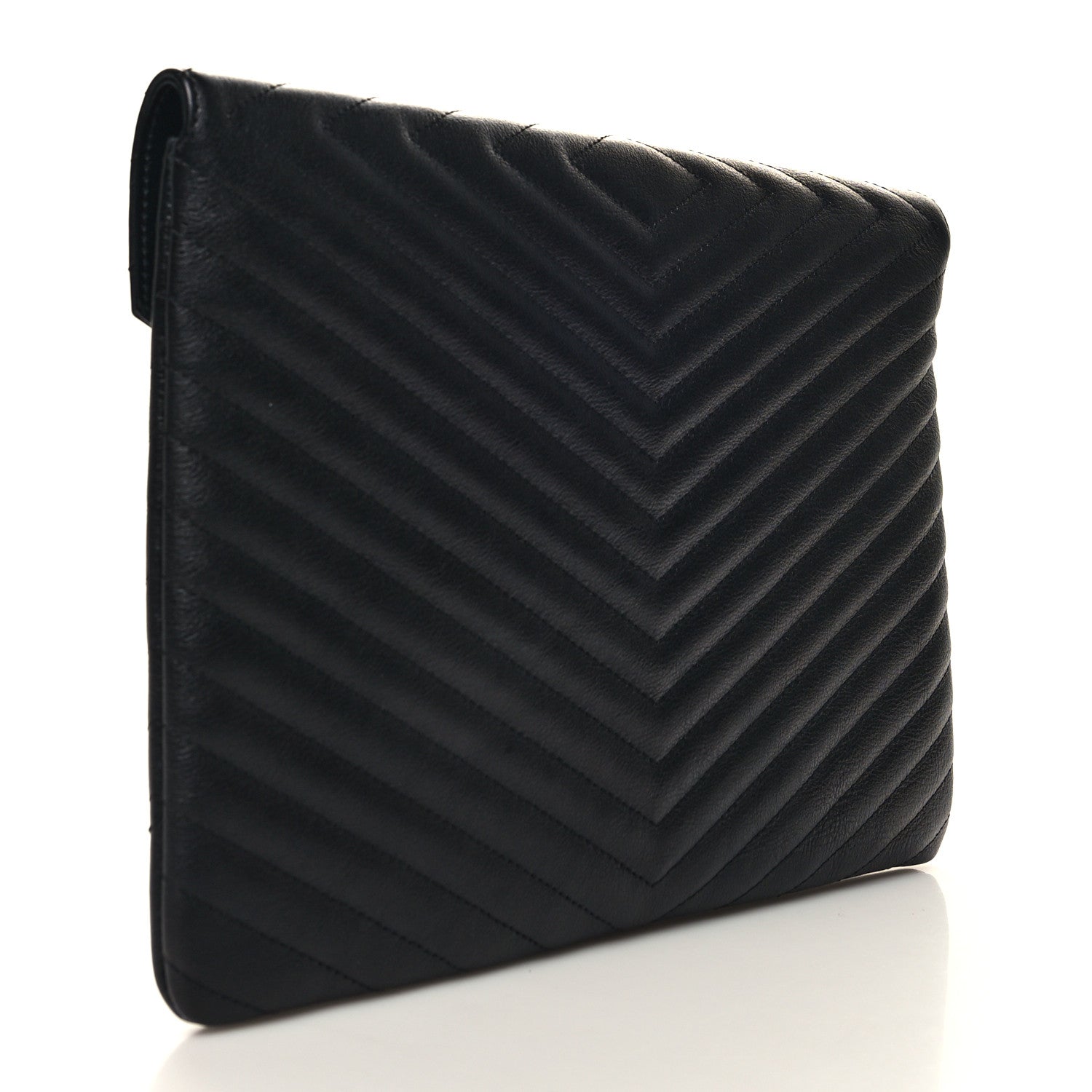 Chanel Calfskin Chevron Quilted Small Envelope Clutch Black 3 of 11