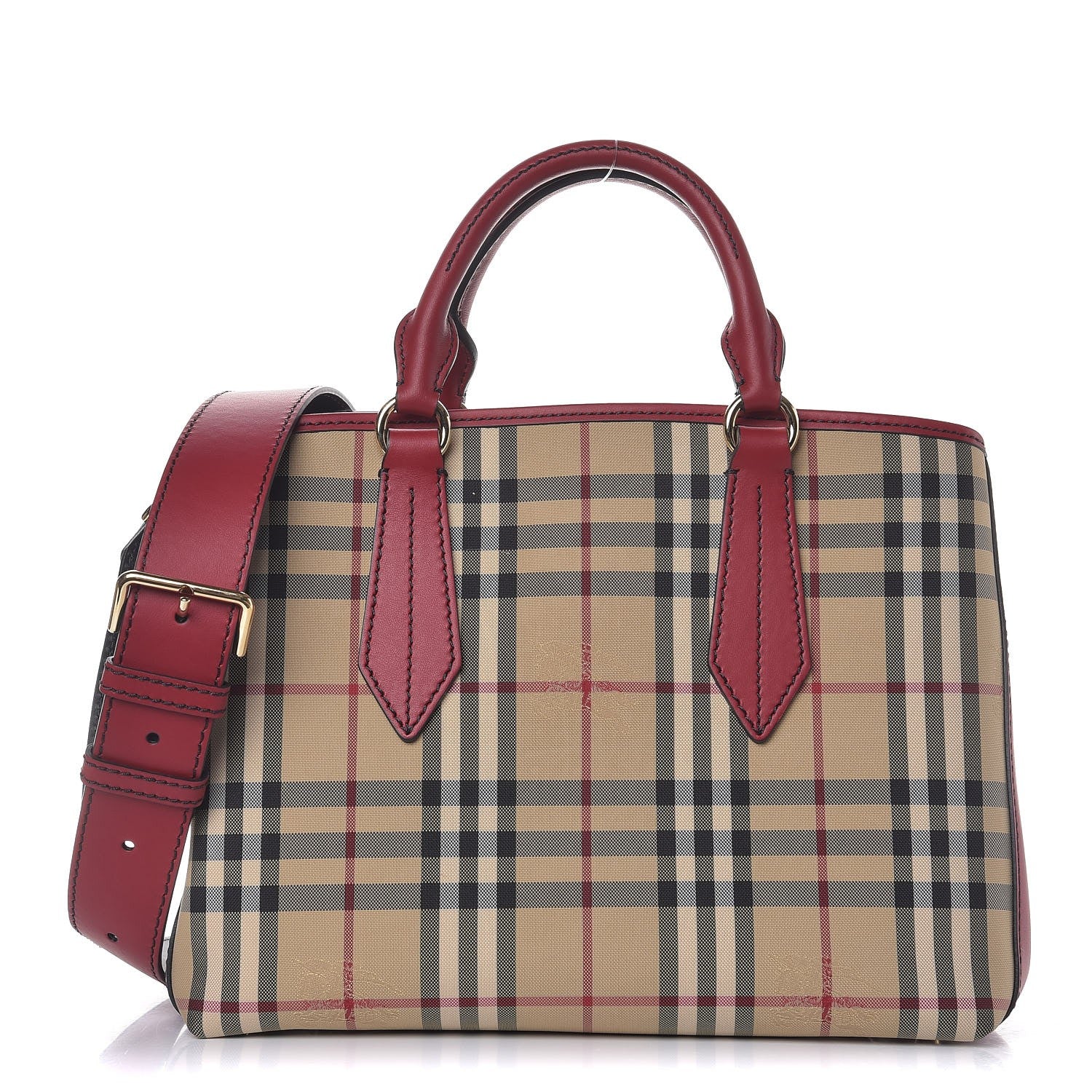 Burberry Horseferry Check Medium Ballingdon Tote Honey Parade Red 1 of 8