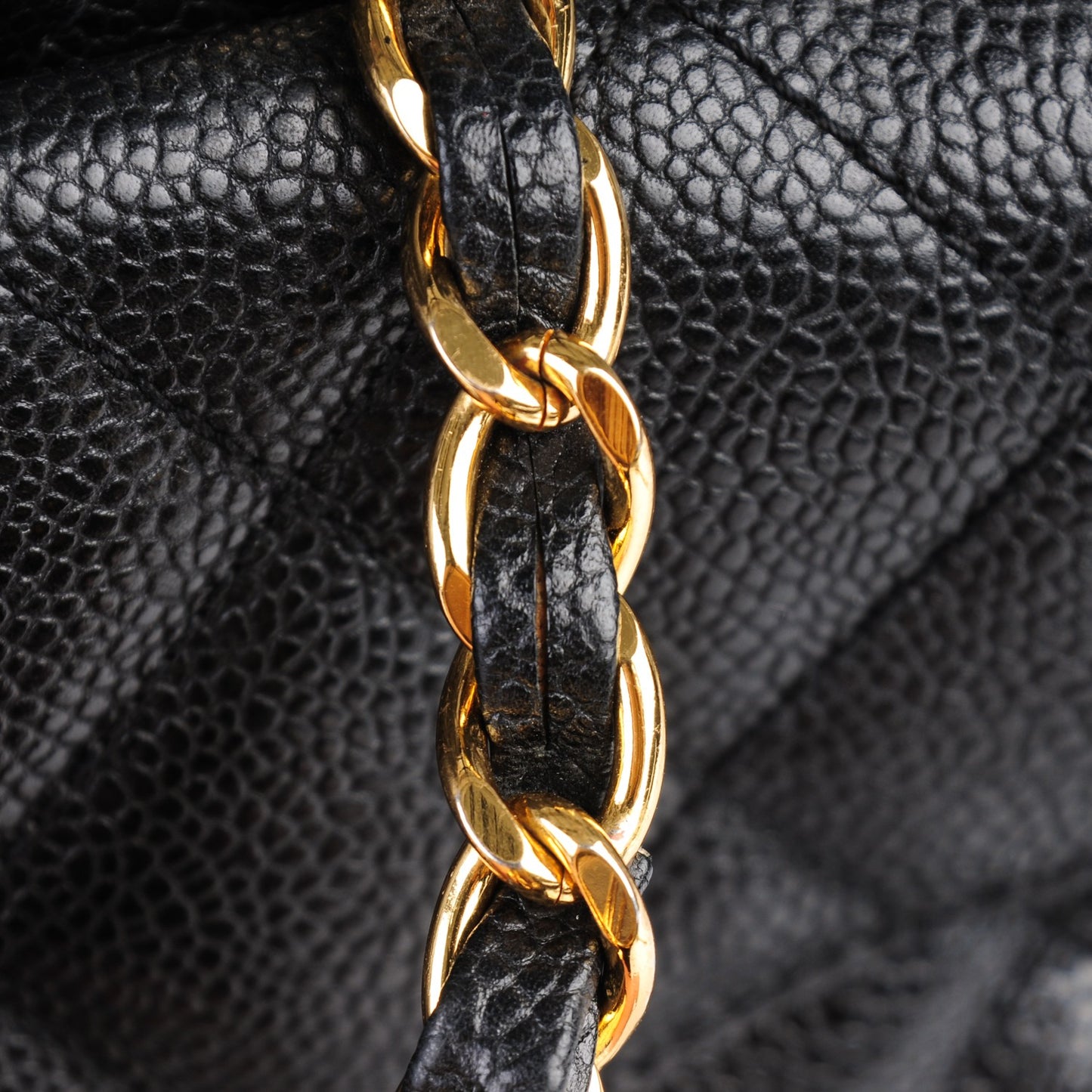 Caviar Quilted Flap Shoulder Bag Black