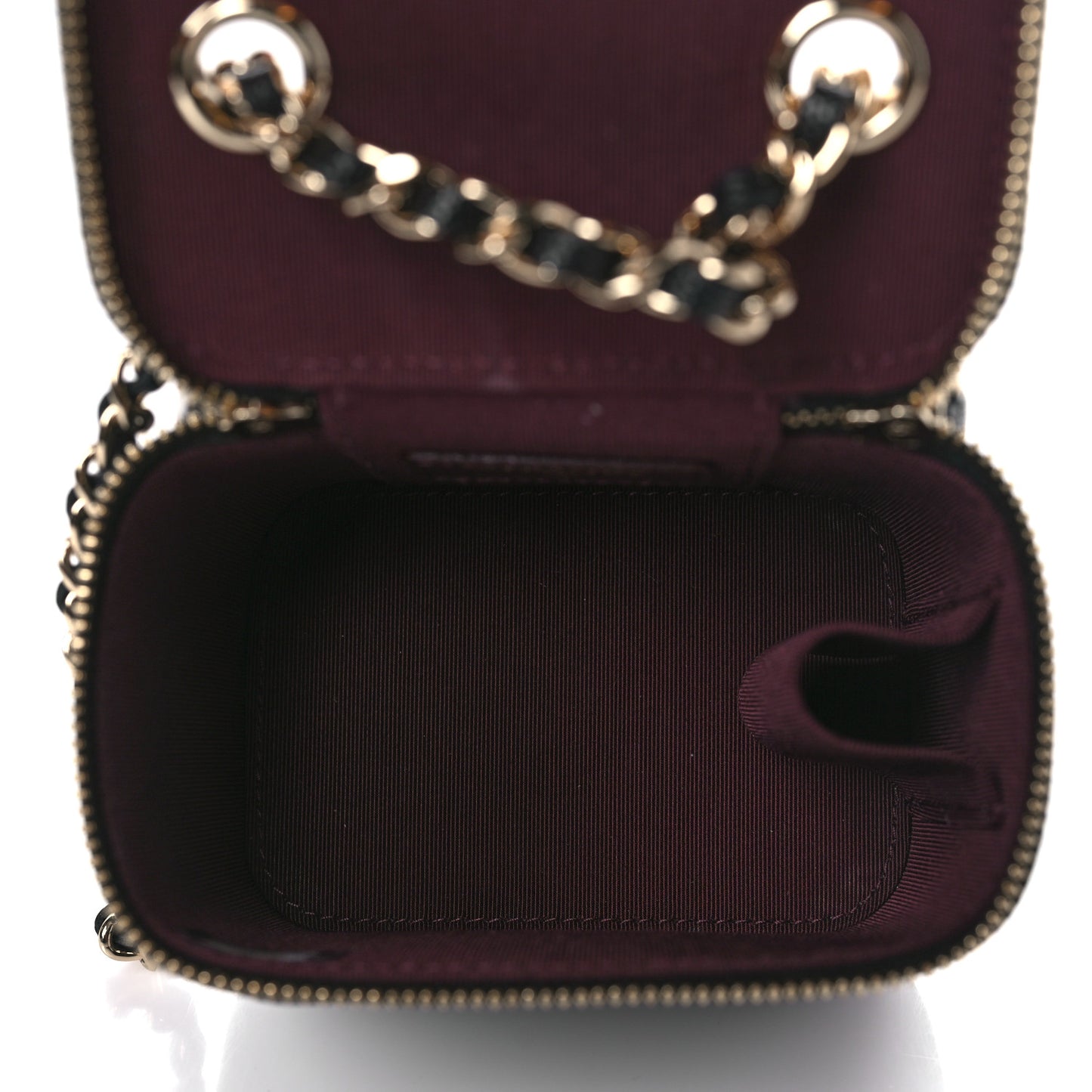 Caviar Quilted Mini Vanity Case With Chain Black