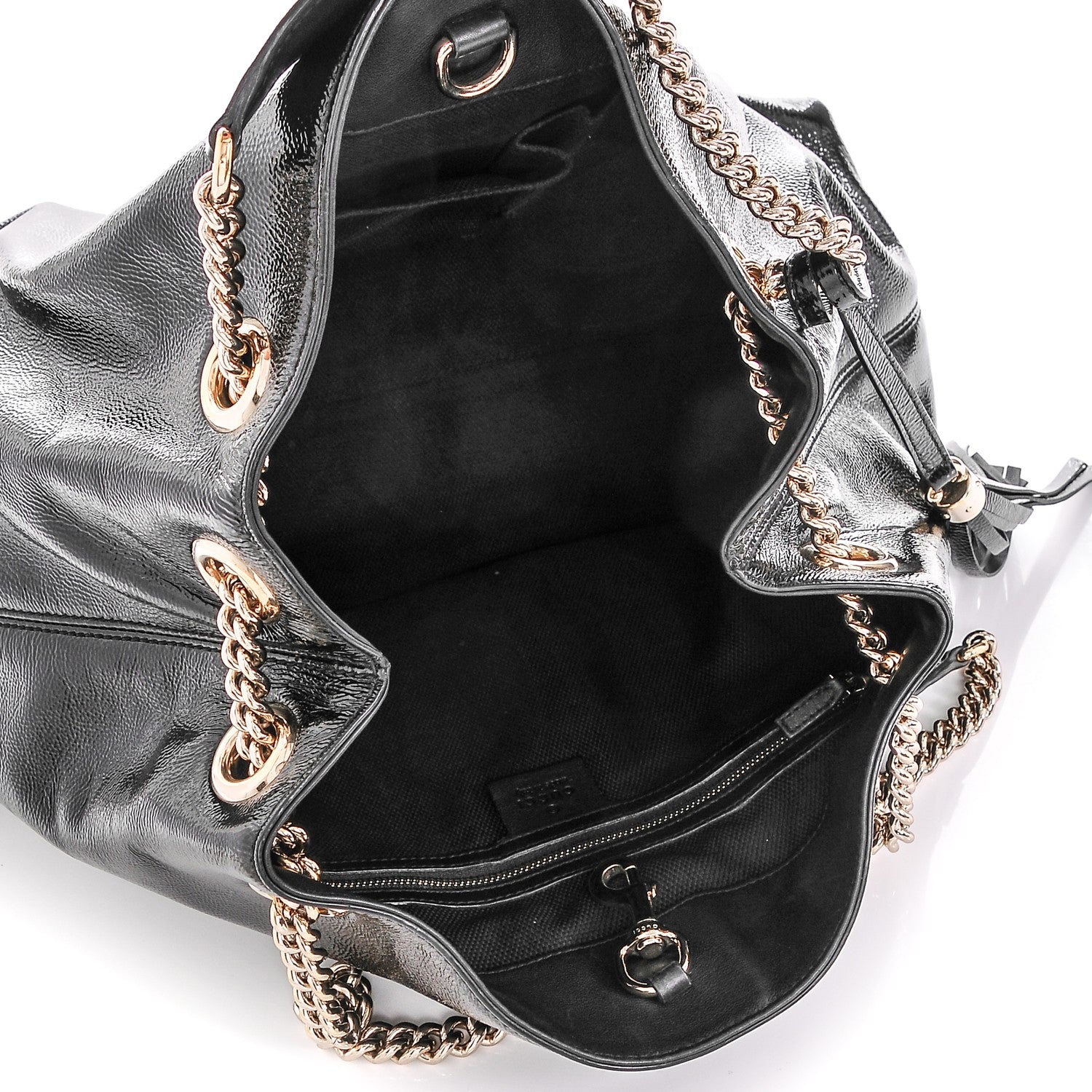 Gucci Patent Medium Soho Chain Shoulder Bag Black 5 of 7
