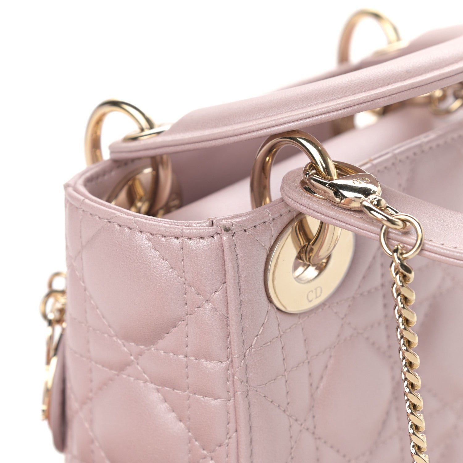 Christian Dior Metallic Lambskin Cannage Mini Lady Dior Lotus 11 of 14