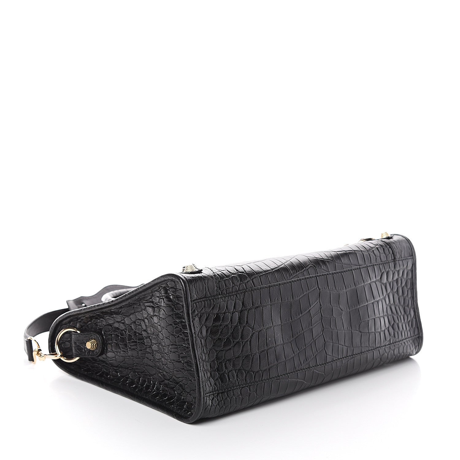 Balenciaga Calfskin Crocodile Embossed Giant 12 Gold Hardware City Black 3 of 7