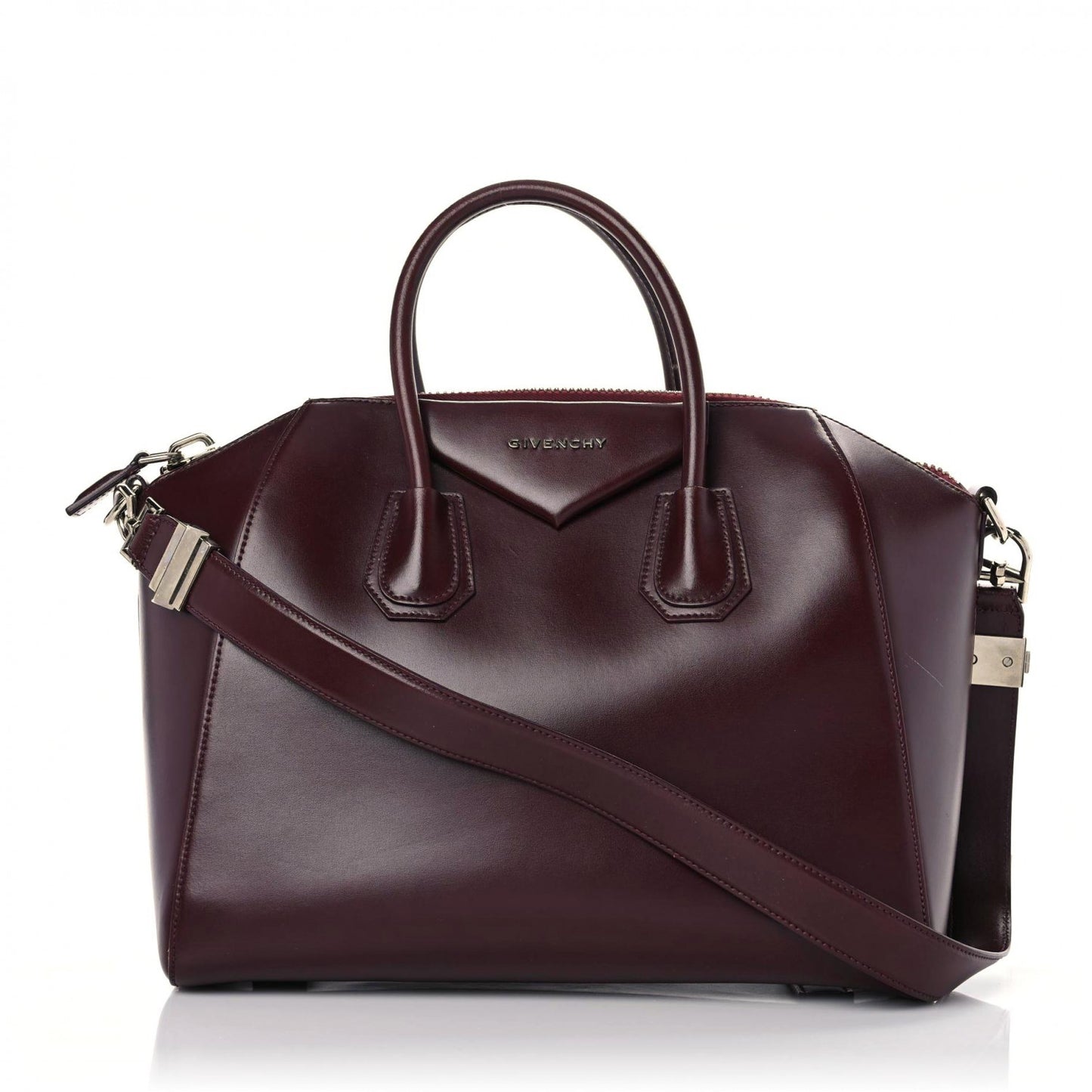 Shiny Lord Calfskin Medium Antigona Burgundy