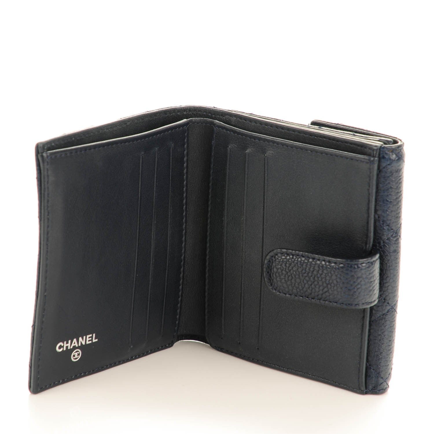 Chanel Caviar Quilted Compact French Flap Wallet Marine 5 of 9