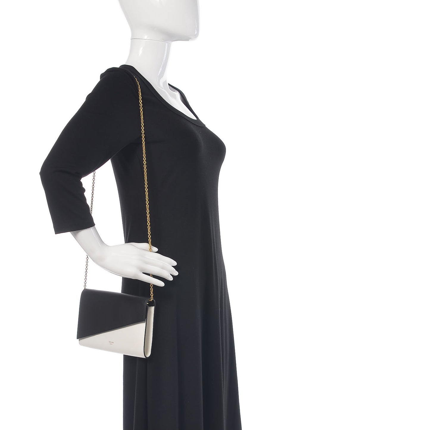 Lambskin Large Diagonal Flap On Chain Black White