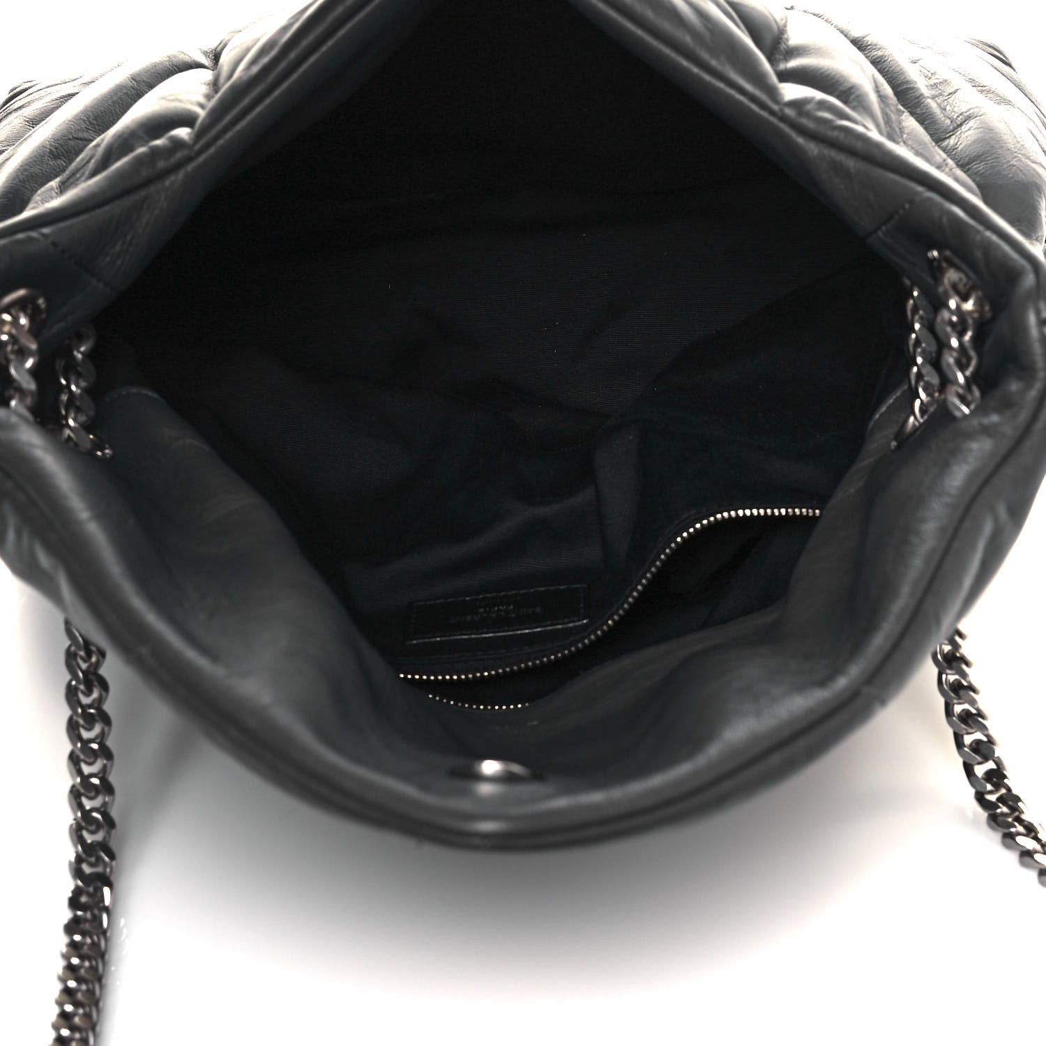 Saint Laurent Calfskin Quilted Medium Loulou Puffer Monogram Chain Satchel Storm 4 of 14