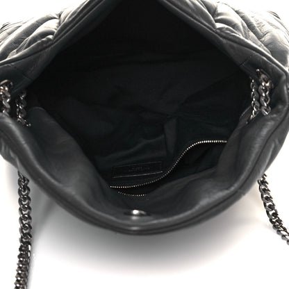 Saint Laurent Calfskin Quilted Medium Loulou Puffer Monogram Chain Satchel Storm 4 of 14