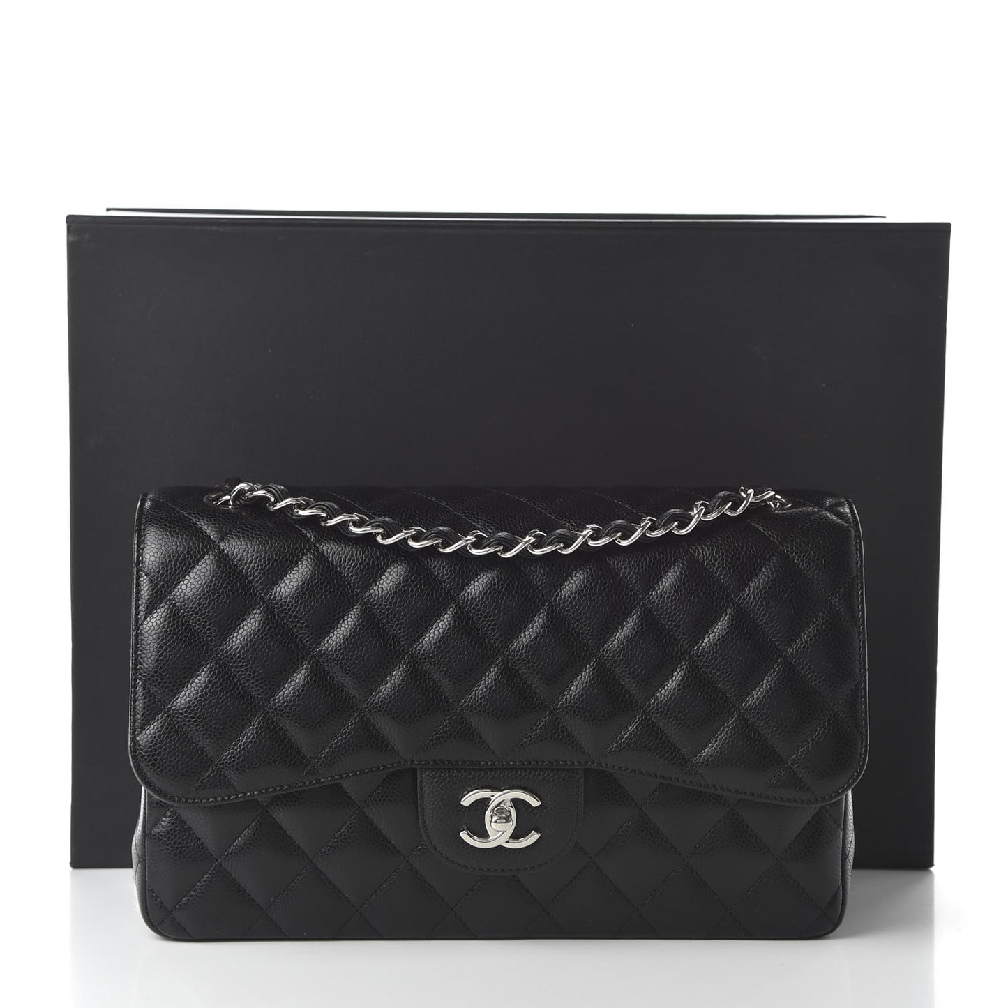 Caviar Quilted Jumbo Double Flap Black