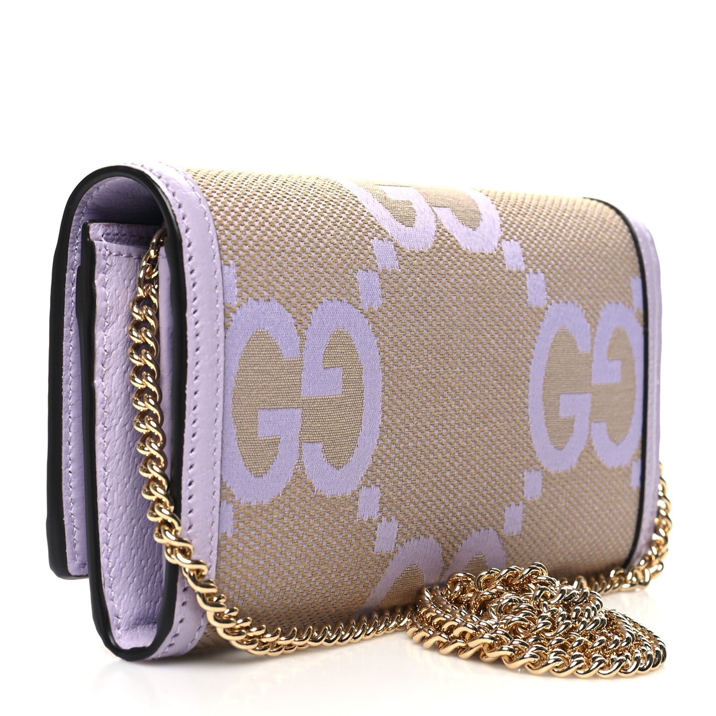 Monogram Jumbo GG Textured Dollar Calfskin Ophidia Continental Wallet On Chain Beige Lapis