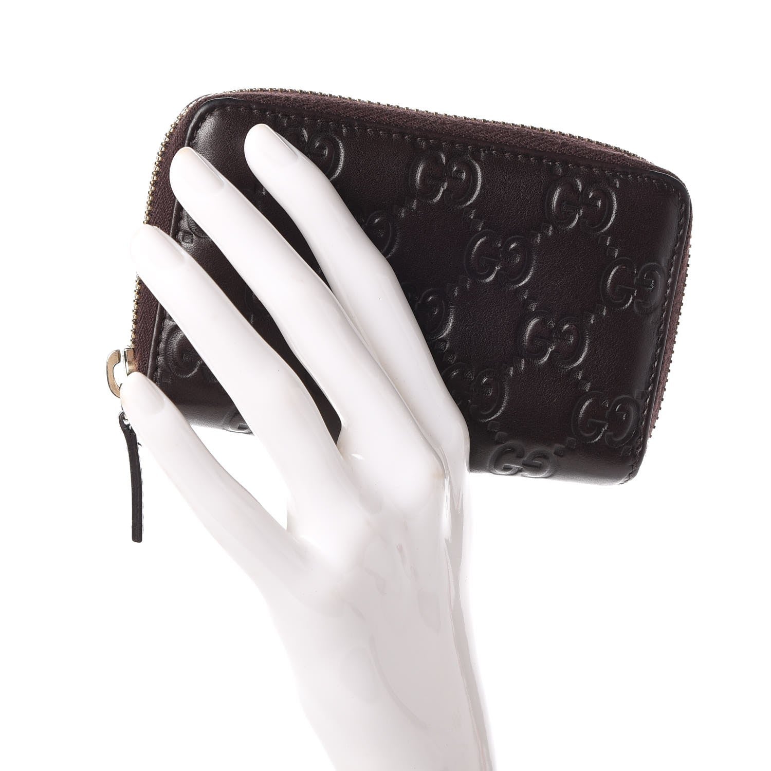 Gucci Guccissima Zip Around Card Case Chocolate 2 of 7