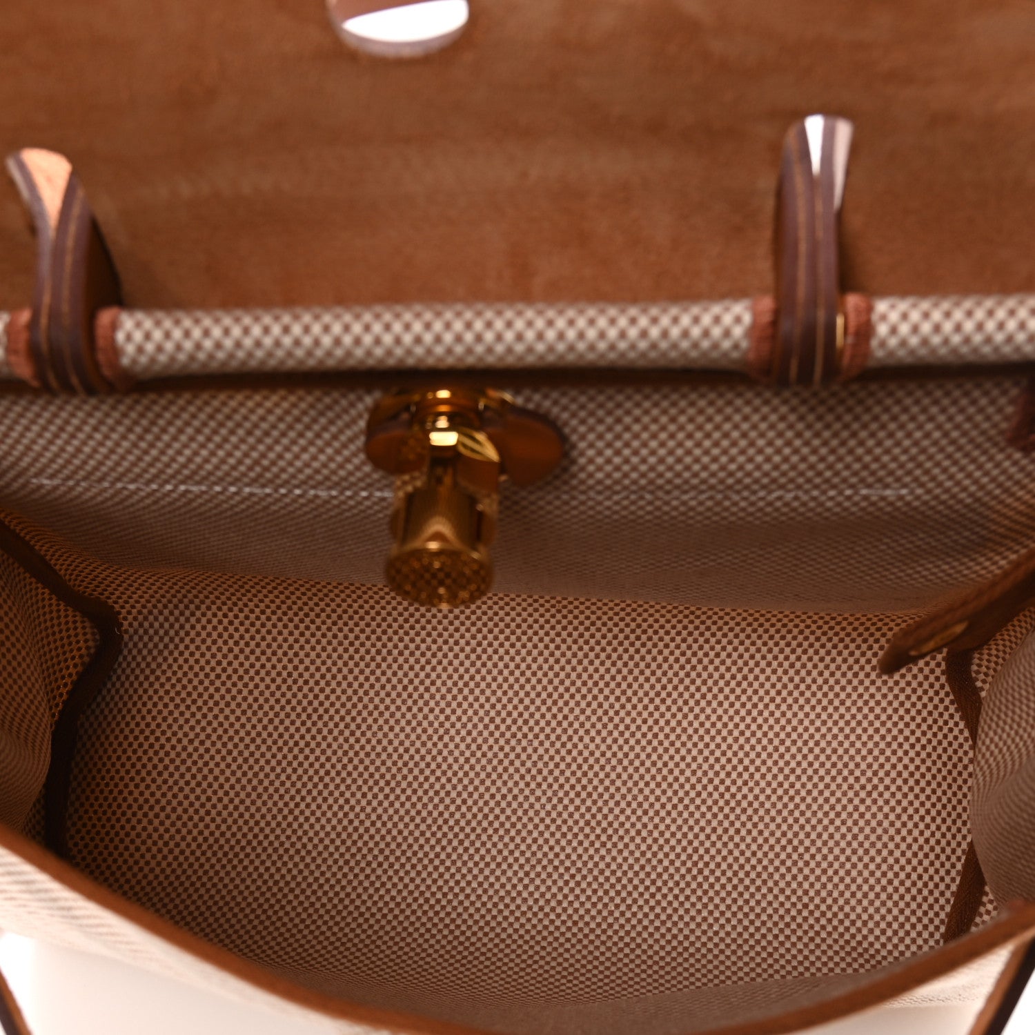 Hermes Vache Hunter Criss Viking Herbag Zip Retourne 31 PM Ecru Beige Fauve 6 of 12