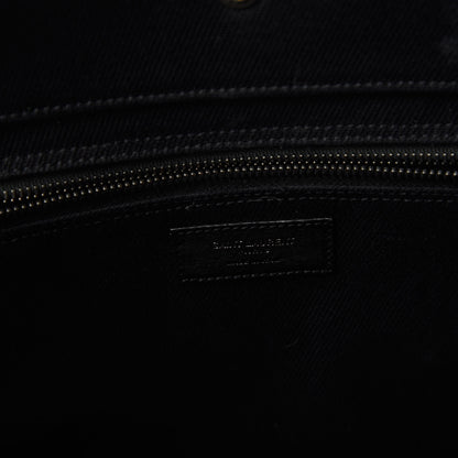 Saint Laurent Linen Calfskin Rive Gauche Tote Black 8 of 10