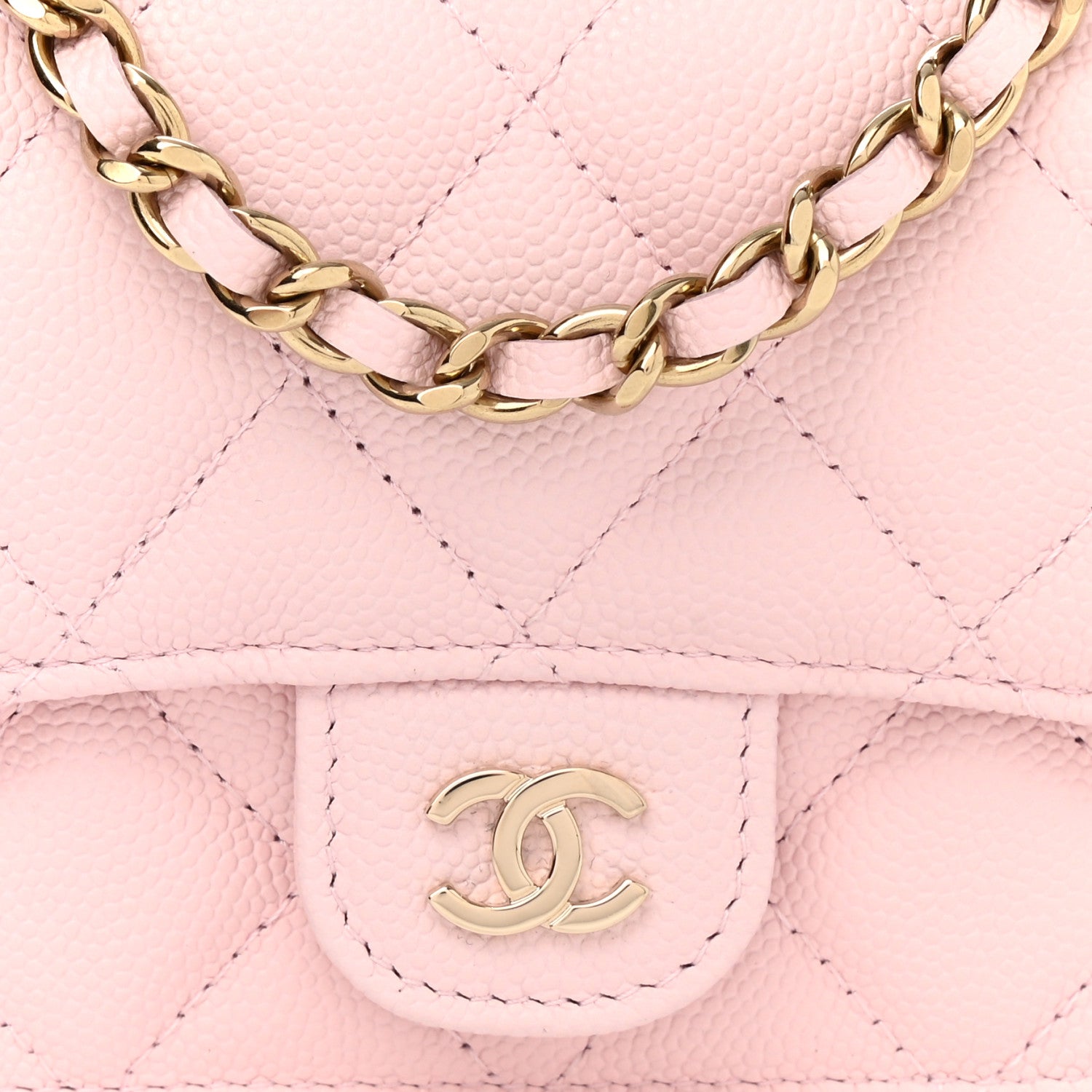 Chanel Caviar Quilted Mini Chain Bag Pink 9 of 12