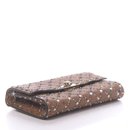 Valentino Garavani Grained Calfskin Beaded Rockstud Spike Wallet on Chain Light Cuir 4 of 11