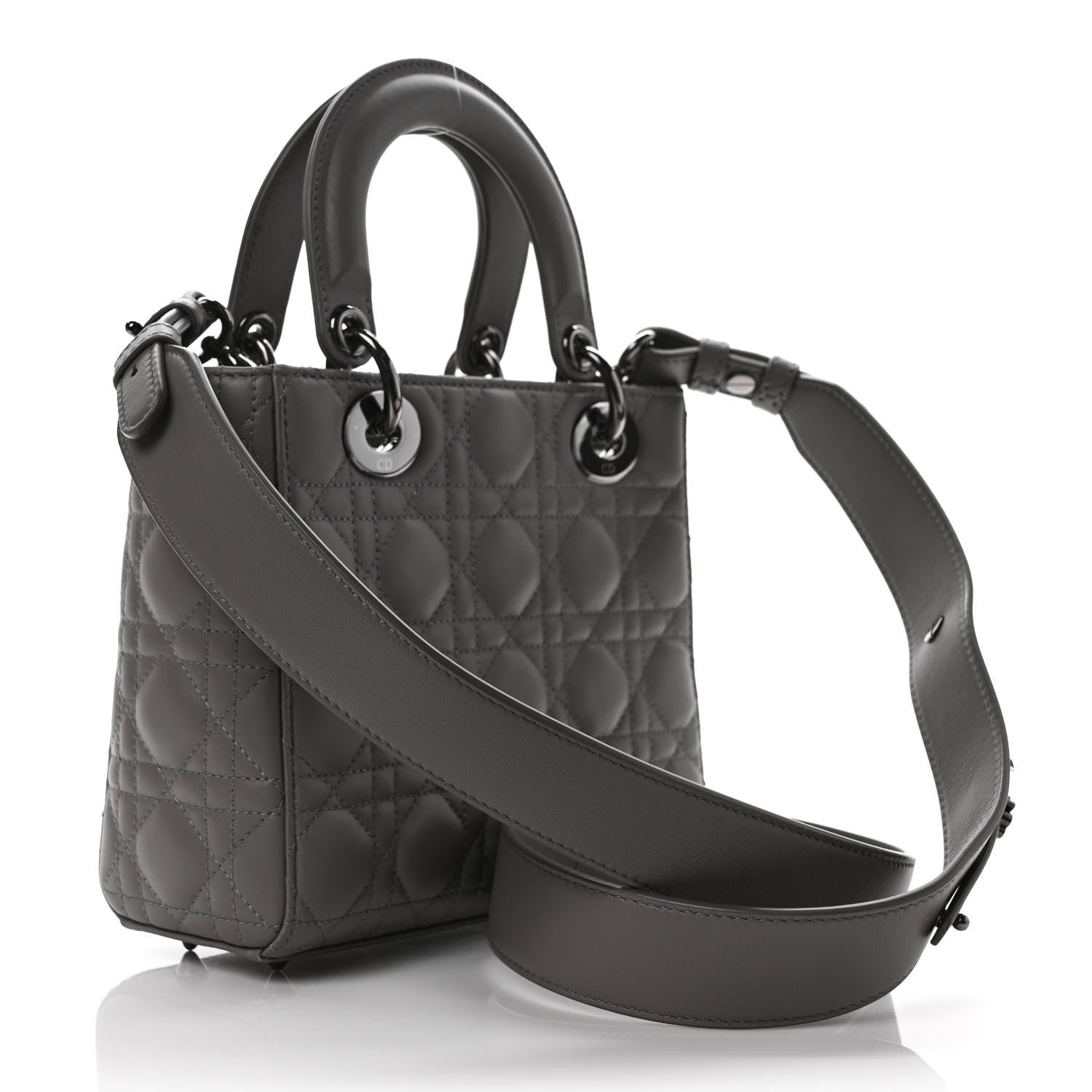Christian Dior Lambskin Cannage Small My ABCDior Lady Dior Grey 3 of 10