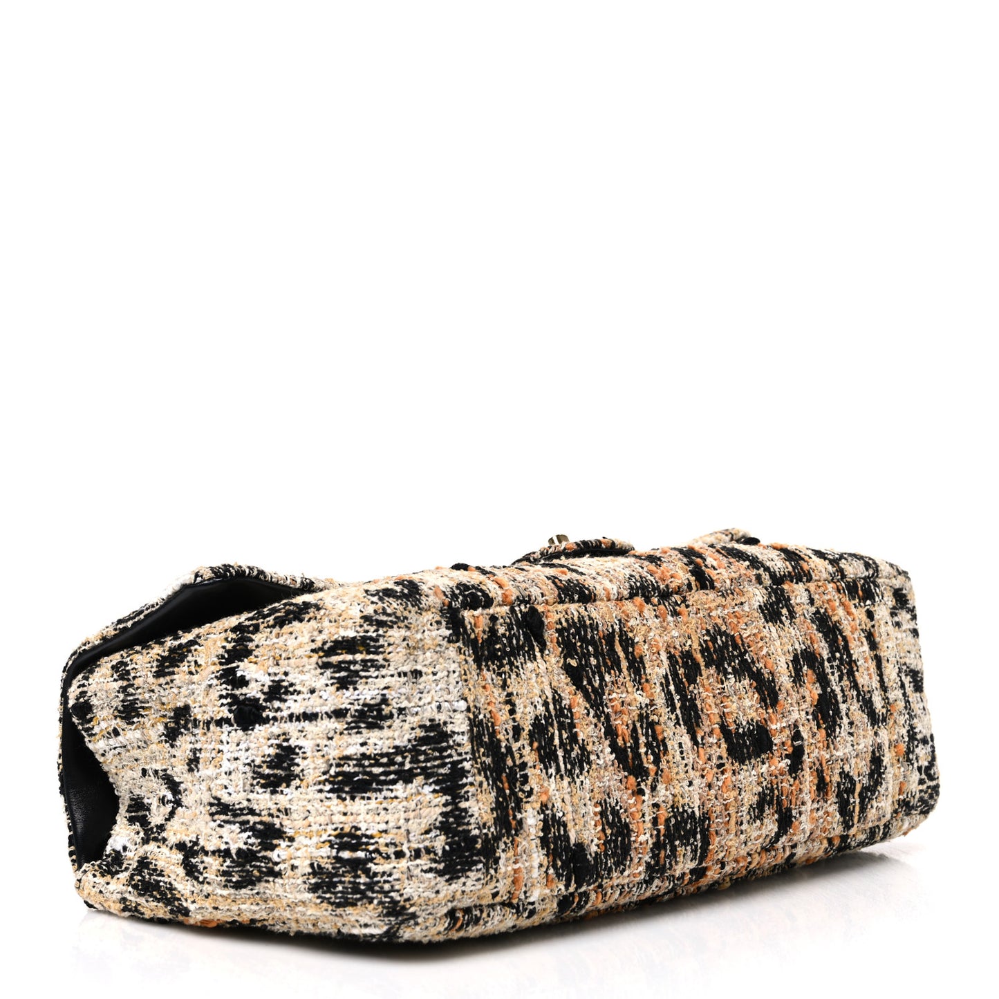 Tweed Mixed Fibers Leopard Print Small Souplissimo Maxi Flap Brown Black White