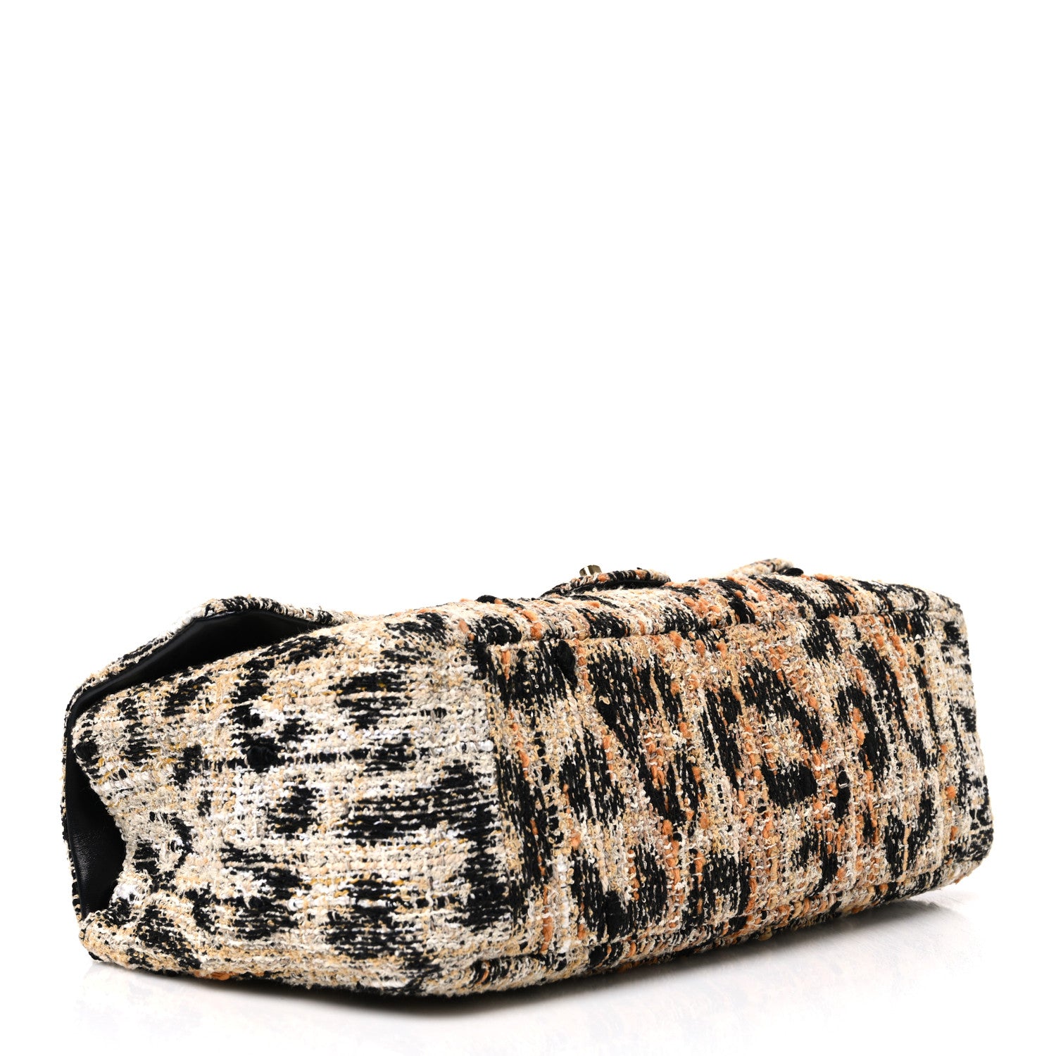 Chanel Tweed Mixed Fibers Leopard Print Small Souplissimo Maxi Flap Brown Black White 4 of 11