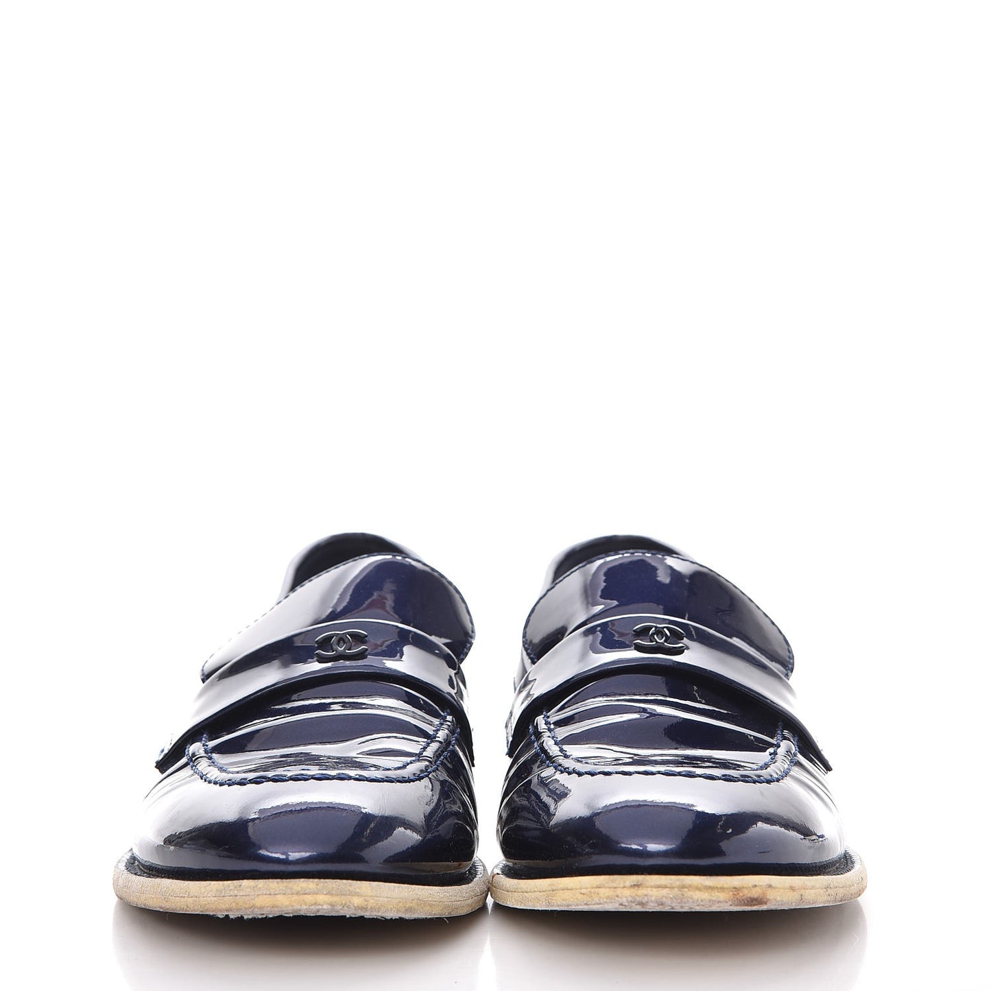 Patent CC Moccasin Loafers 40 Navy