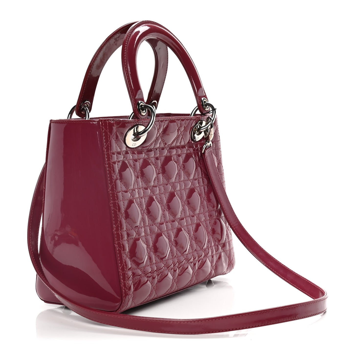 Patent Cannage Medium Lady Dior Dark Pink
