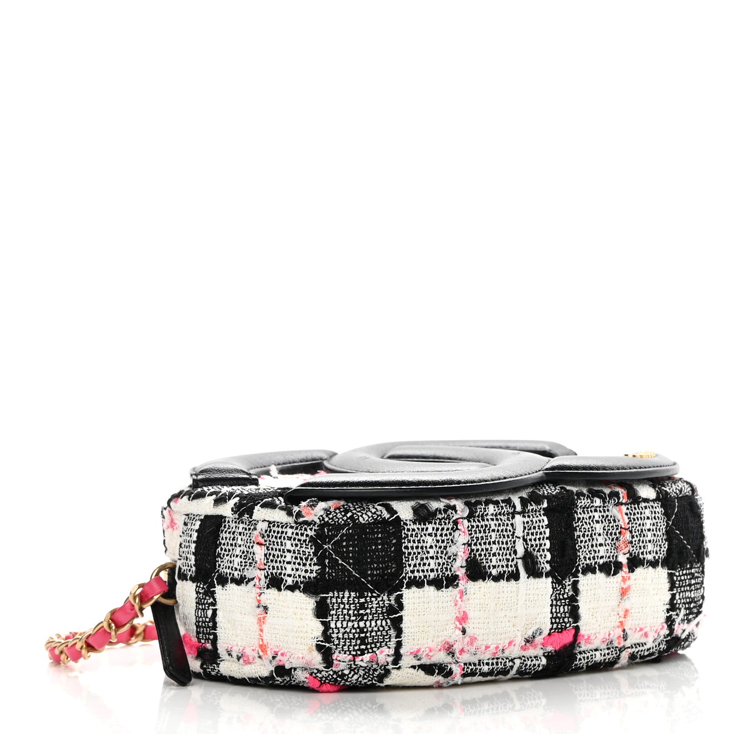 Tweed Lambskin Quilted Coco Midnight Camera Case White Black Multicolor