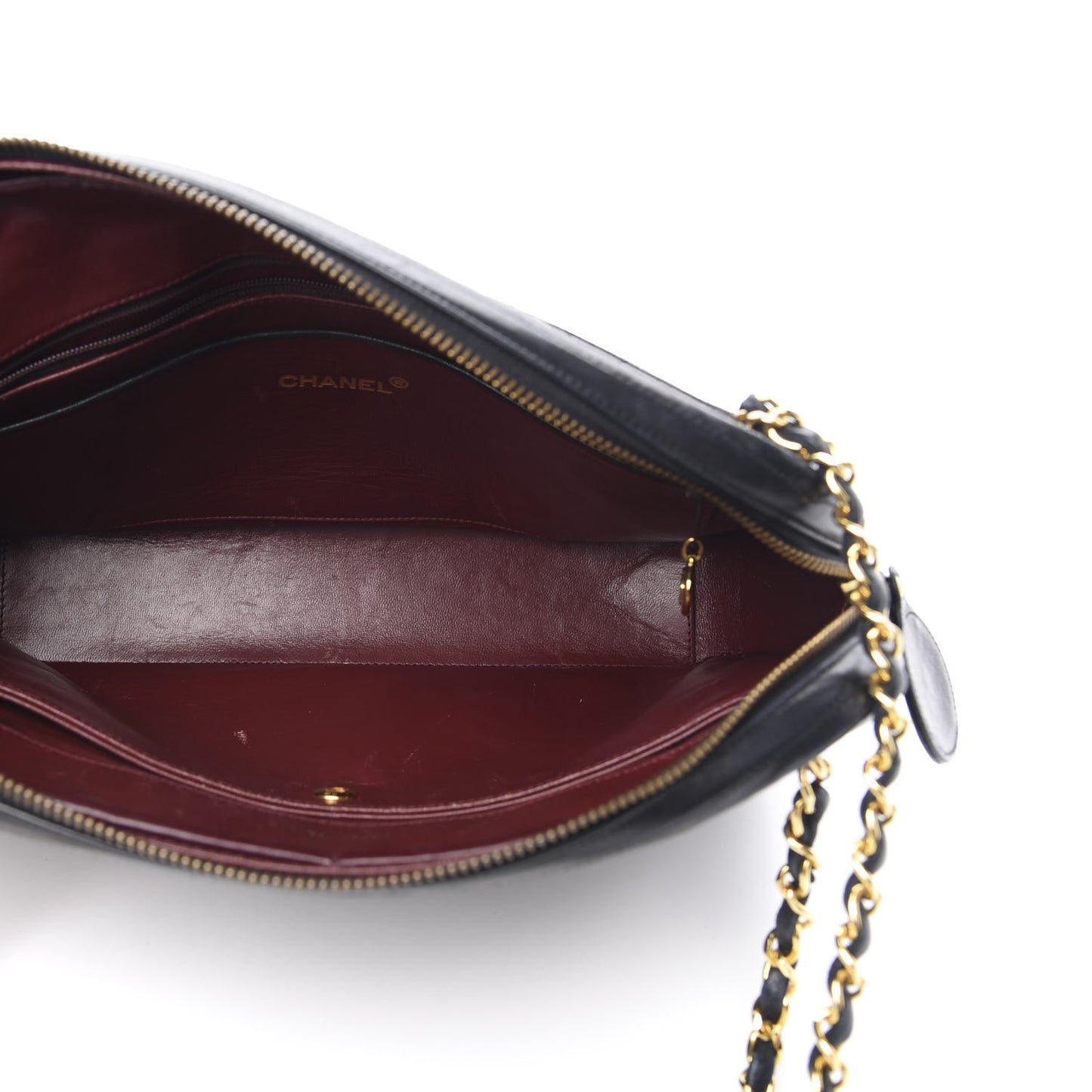 Lambskin Quilted Shoulder Bag Navy Blue