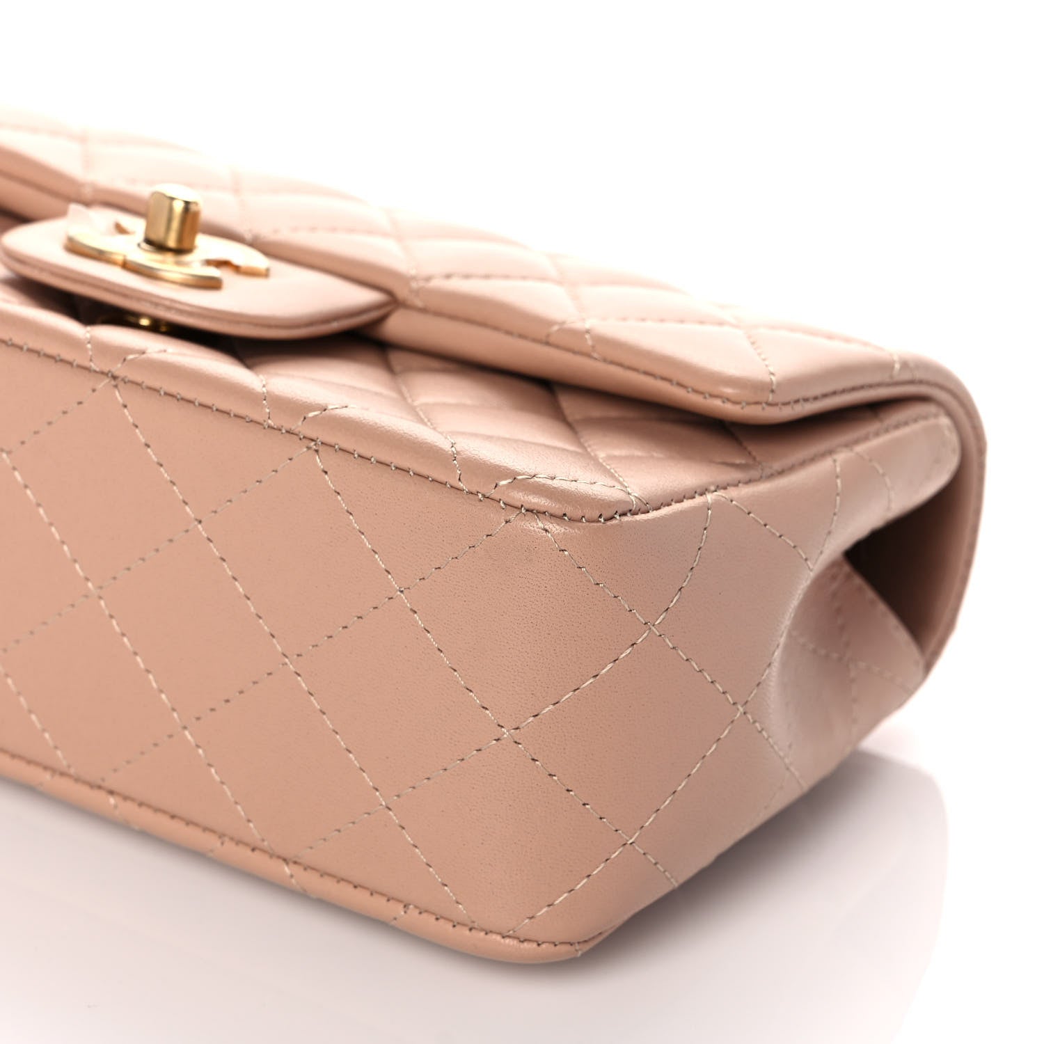 Chanel Lambskin Quilted Mini Top Handle Rectangular Flap Beige 11 of 12