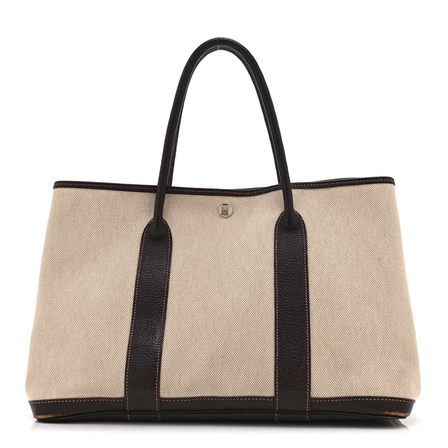 Hermes Buffle Skipper Toile Garden Party 36 MM Tote Marron Fonce 1 of 15