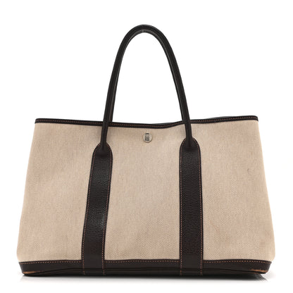 Hermes Buffle Skipper Toile Garden Party 36 MM Tote Marron Fonce 1 of 15