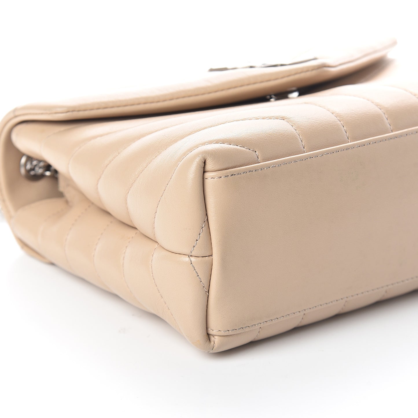 Calfskin Y Quilted Monogram Small Loulou Chain Satchel Nude Powder