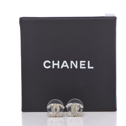 Chanel Crystal Timeless CC Earrings Silver 7 of 7