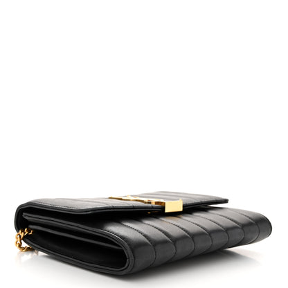Saint Laurent Lambskin Matelasse Monogram Vicky Chain Wallet Black 4 of 10