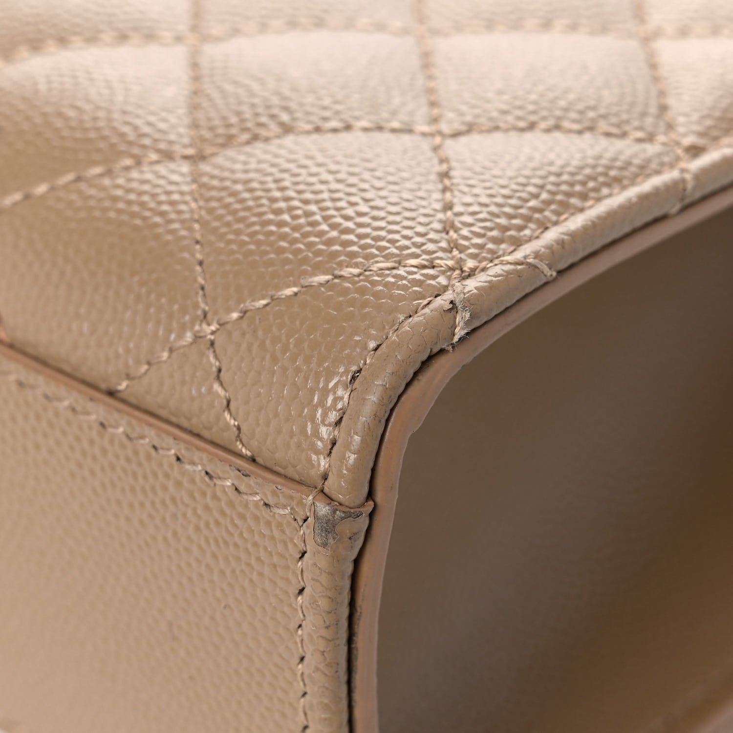 Saint Laurent Grain De Poudre Textured Mixed Matelasse Medium Triquilt Monogram Satchel Dark Beige 9 of 23