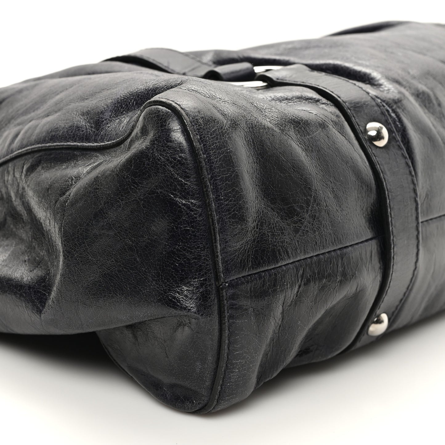 Vitello Lux Gathered Tote Black