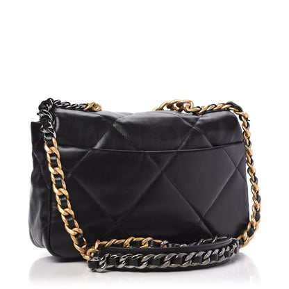 Chanel Shiny Goatskin Quilted Medium Chanel 19 Flap Black 3 of 11