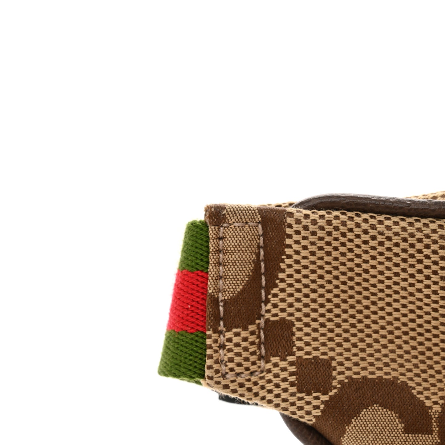 Monogram Jumbo GG Textured Dollar Calfskin Web Belt Bag Camel Ebony New Acero