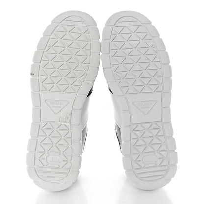 Prada Vitello Rois Metal Triangle Logo Mens Sneakers 10 White Black 5 of 9