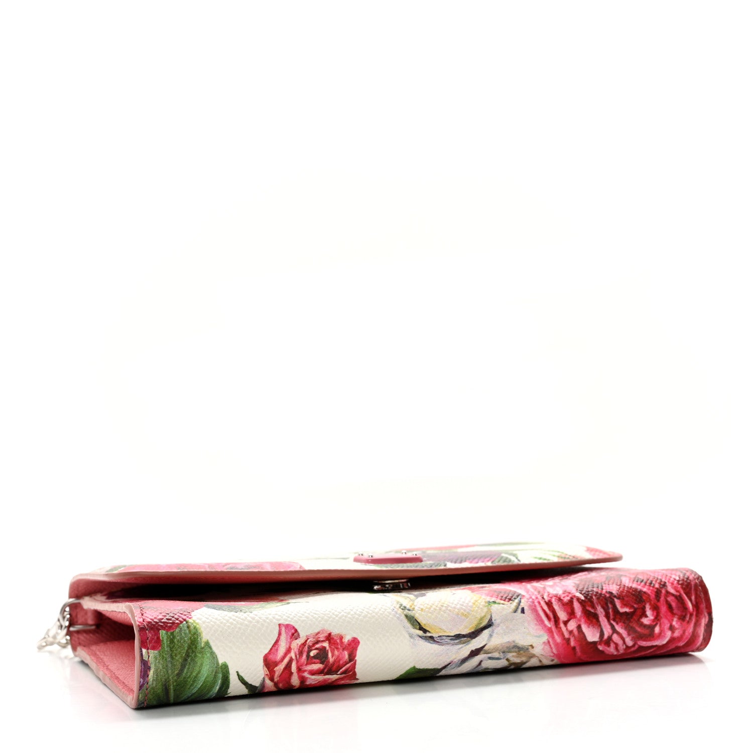 Dolce & Gabbana Dauphine Floral Print Wallet On Chain White Pink 4 of 14