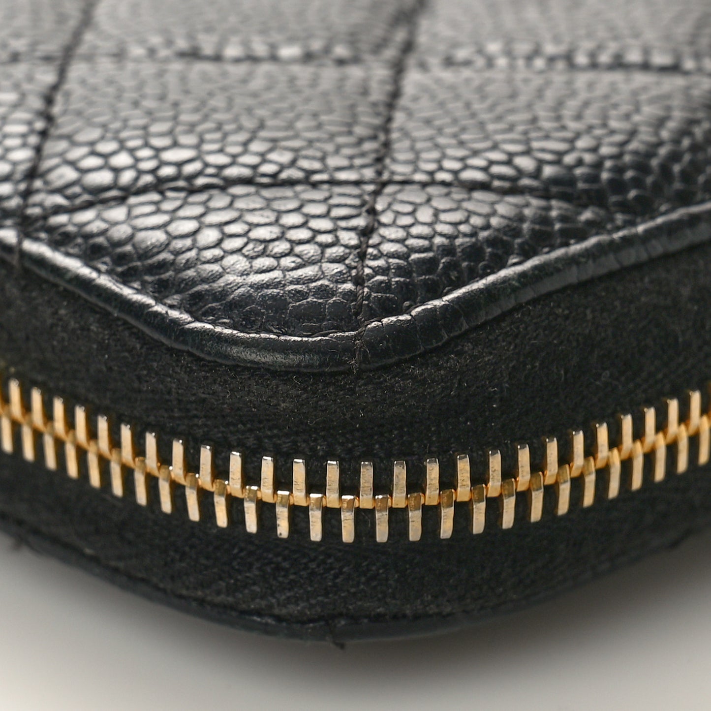 Caviar Quilted Large Gusset Zip Around Wallet Black