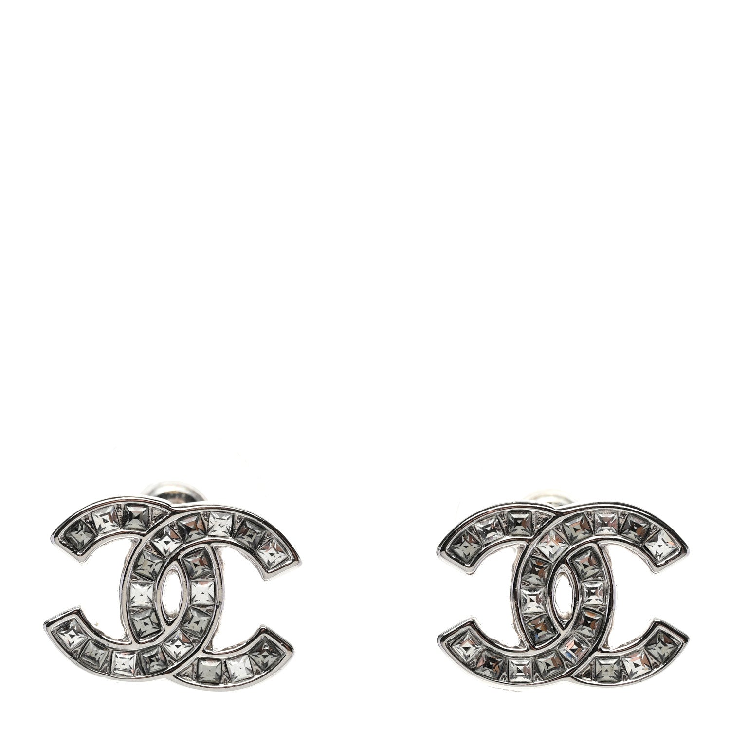 Chanel Crystal CC Earrings Silver 1 of 5