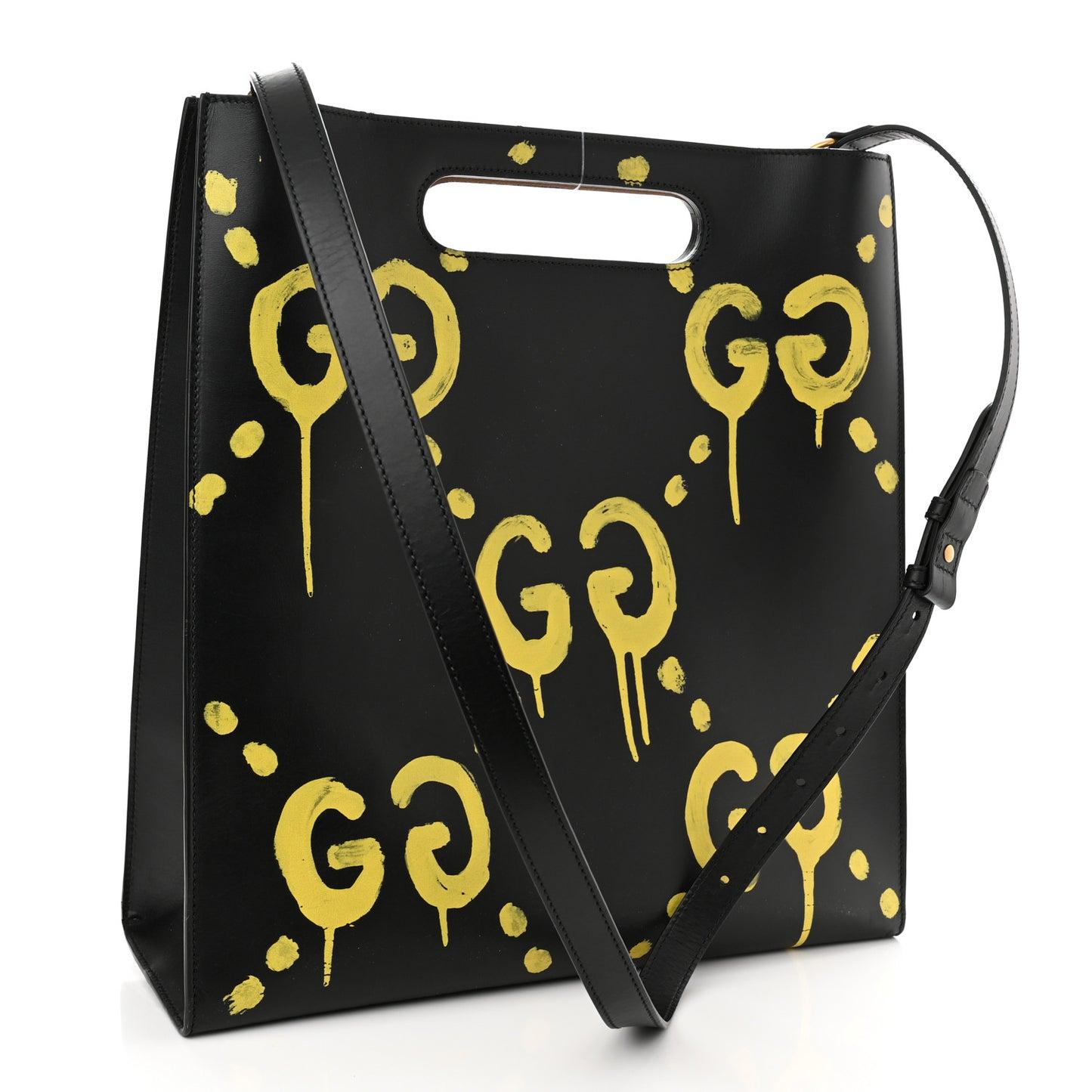 Calfskin GucciGhost Real Medium XL Tote Black Yellow
