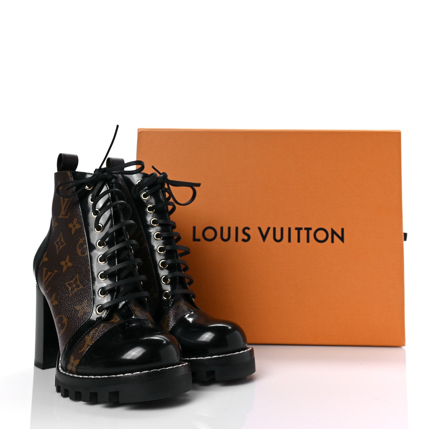 Louis Vuitton Patent Calfskin Monogram Star Trail Ankle Boots 39 Black 8 of 8