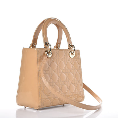 Christian Dior Patent Cannage Medium Lady Dior Beige 3 of 8