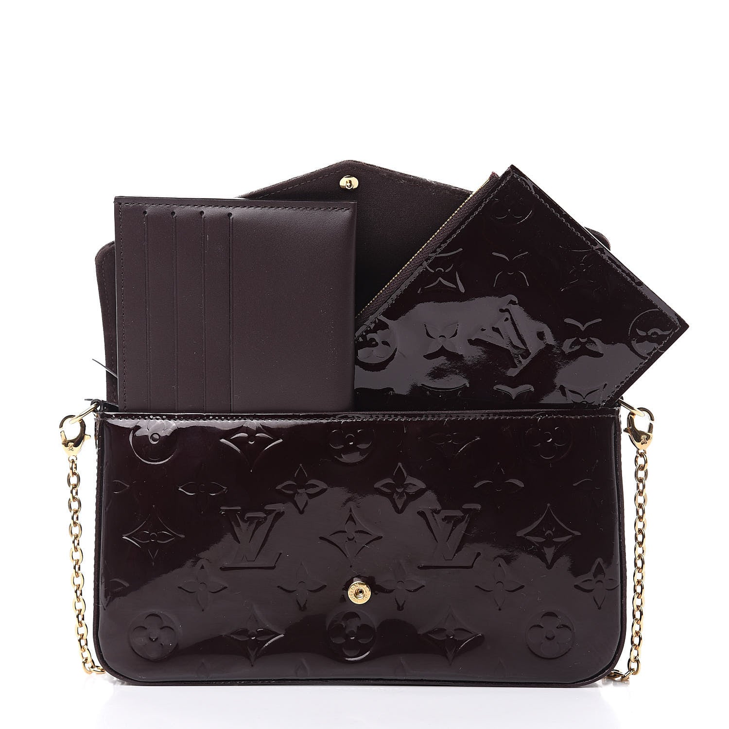 Louis Vuitton Vernis Pochette Felicie Chain Wallet Amarante 8 of 14